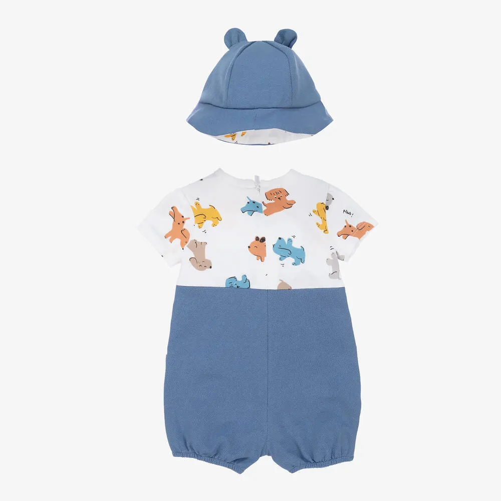 Baby Boys Blue Cotton Shortie Set