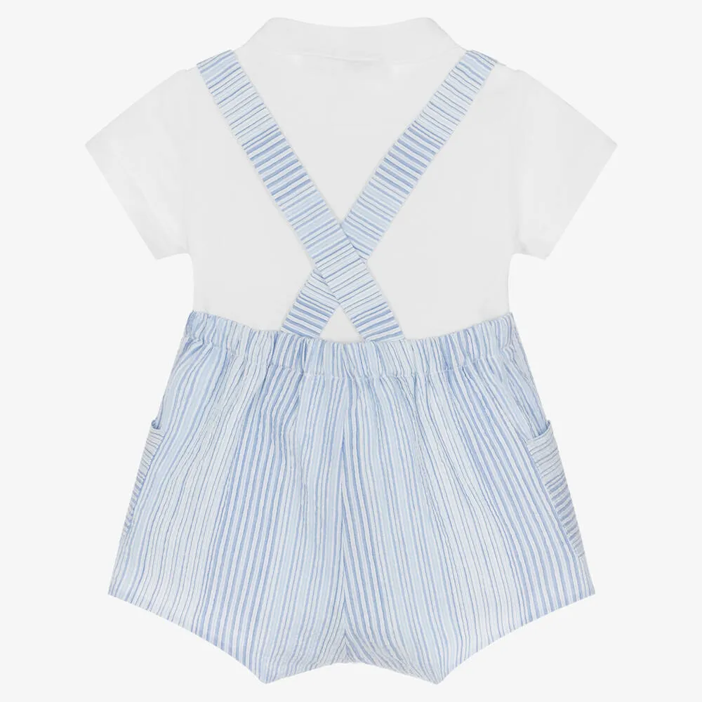 Baby Boys Blue Striped Dungaree Set