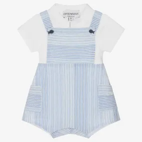 Baby Boys Blue Striped Dungaree Set