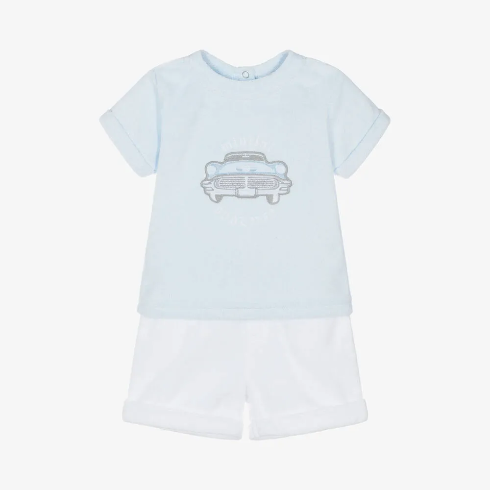 Baby Boys Blue Towelling Shorts Set