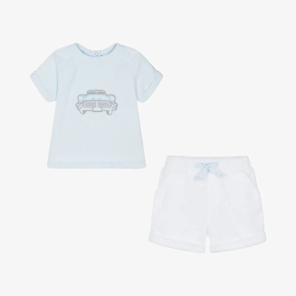 Baby Boys Blue Towelling Shorts Set