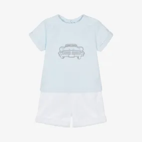 Baby Boys Blue Towelling Shorts Set