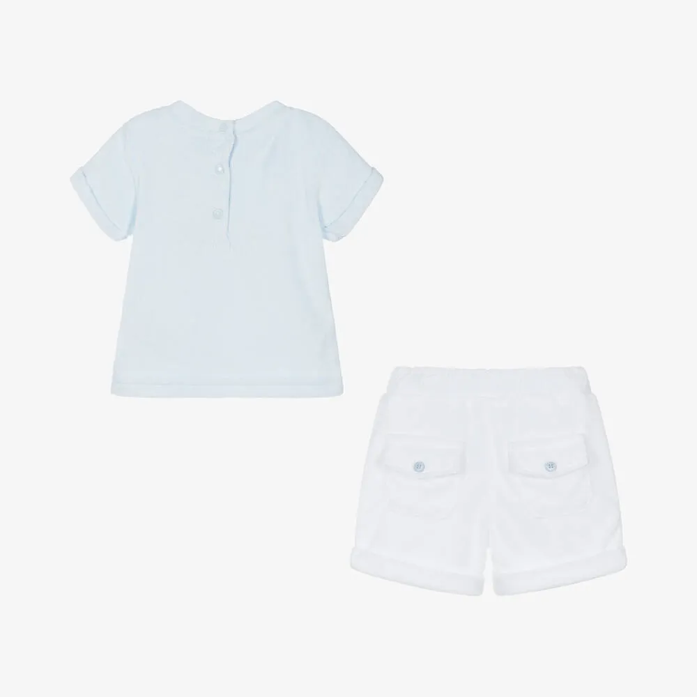 Baby Boys Blue Towelling Shorts Set