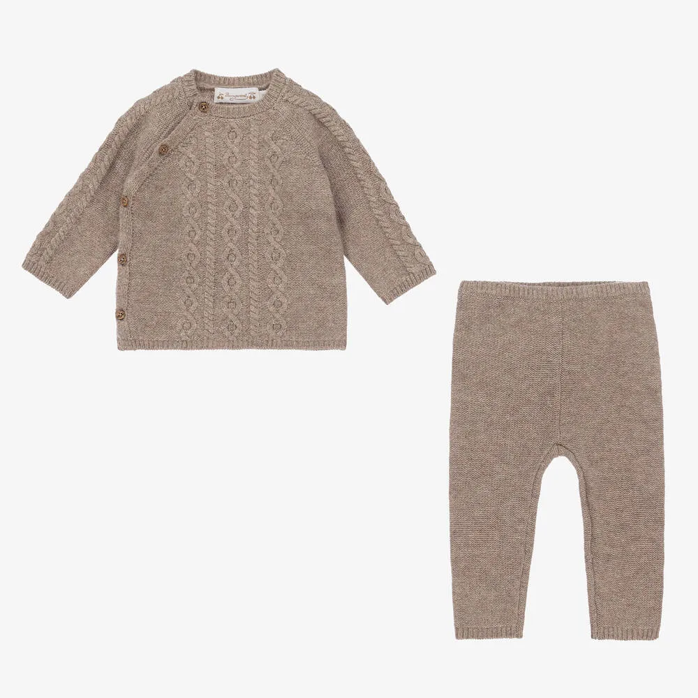 Baby Boys Brown Wool Knitted Trouser Set