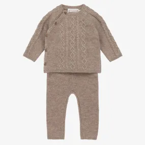 Baby Boys Brown Wool Knitted Trouser Set