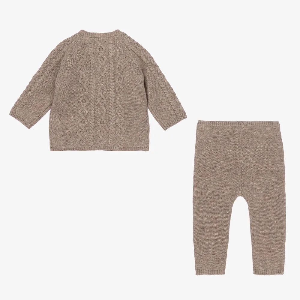 Baby Boys Brown Wool Knitted Trouser Set