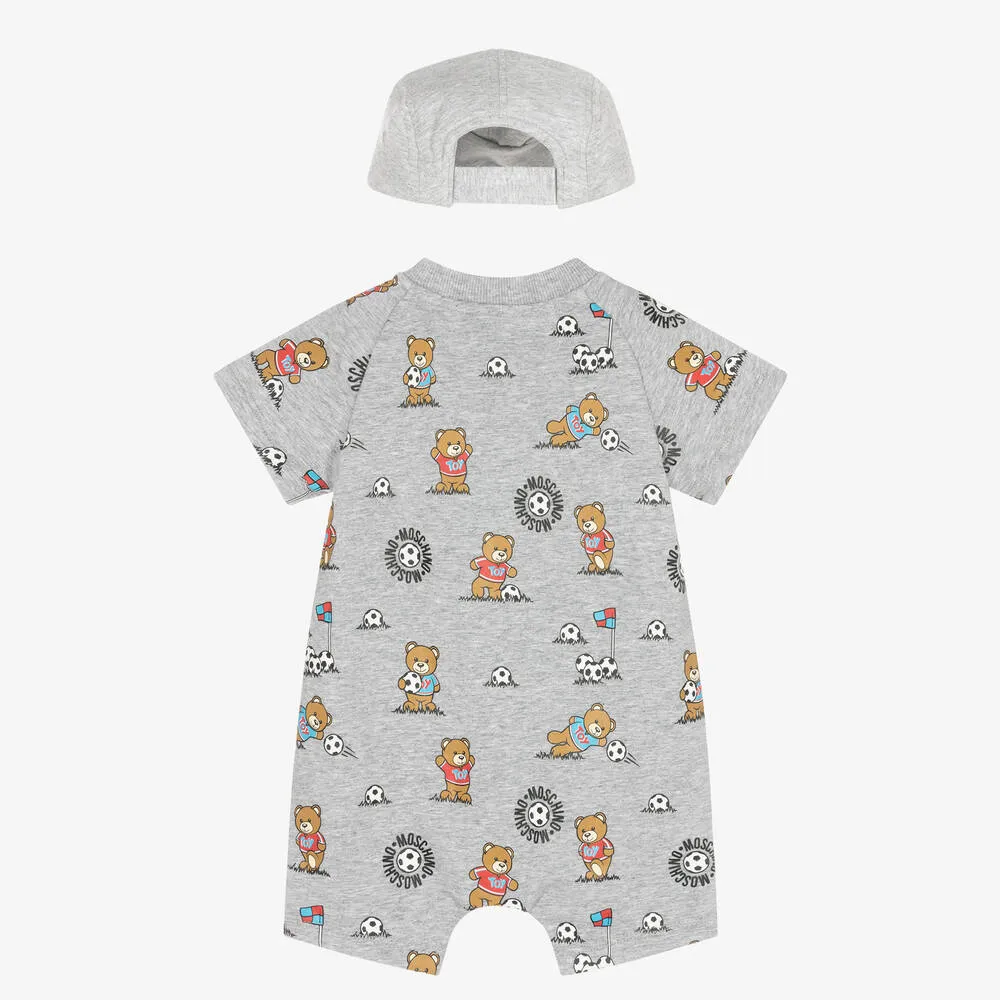 Baby Boys Grey Bear Shortie & Hat Set