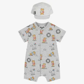 Baby Boys Grey Bear Shortie & Hat Set