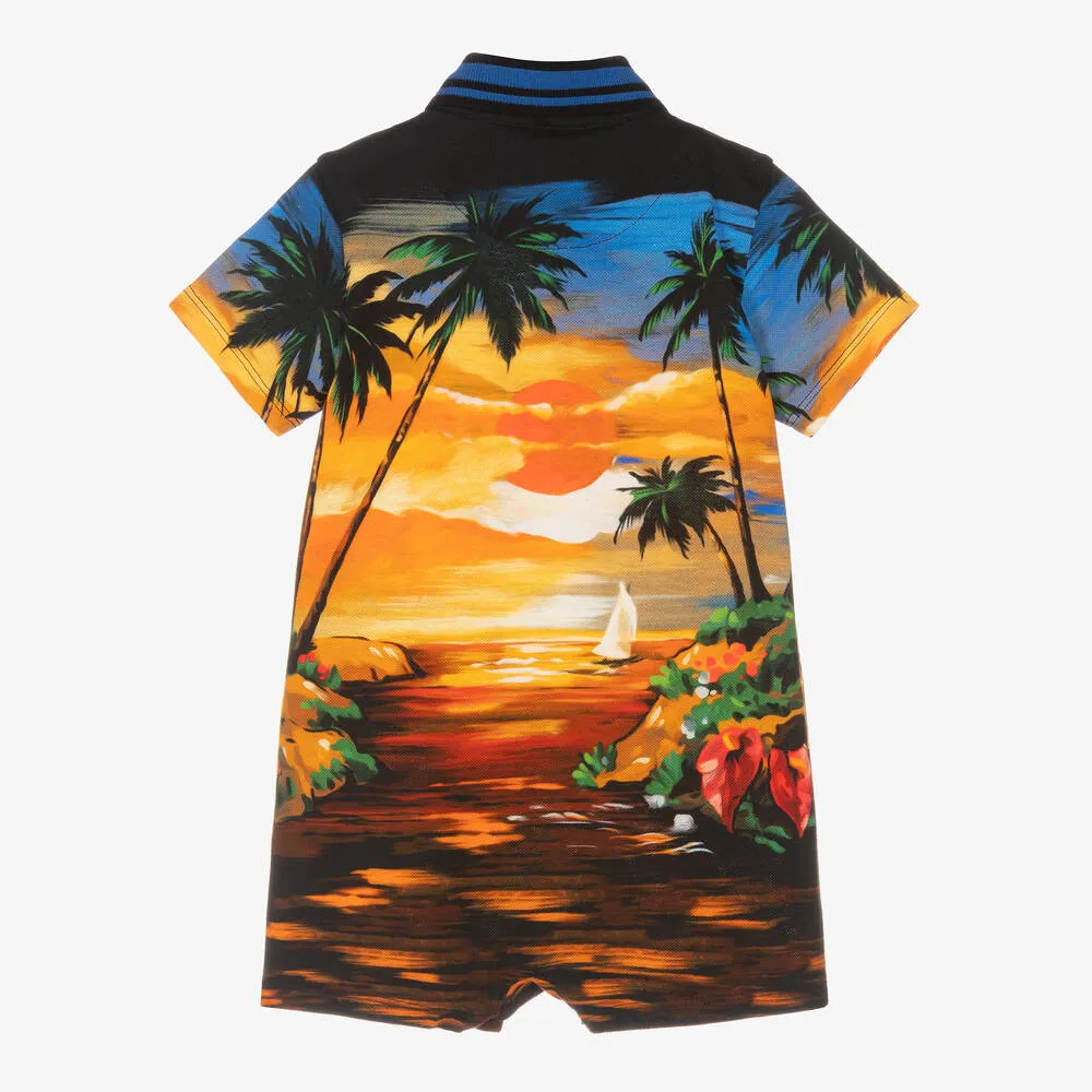 Baby Boys Hawaii Print Polo Shortie