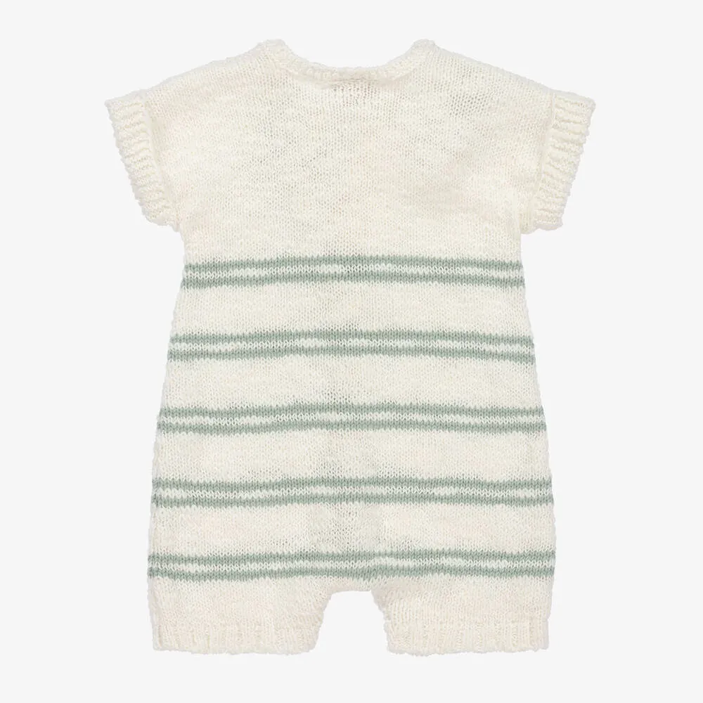 Baby Boys Ivory & Green Knitted Shortie