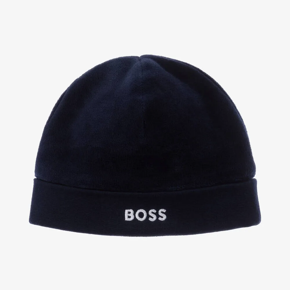 Baby Boys Navy Blue Velour Hat