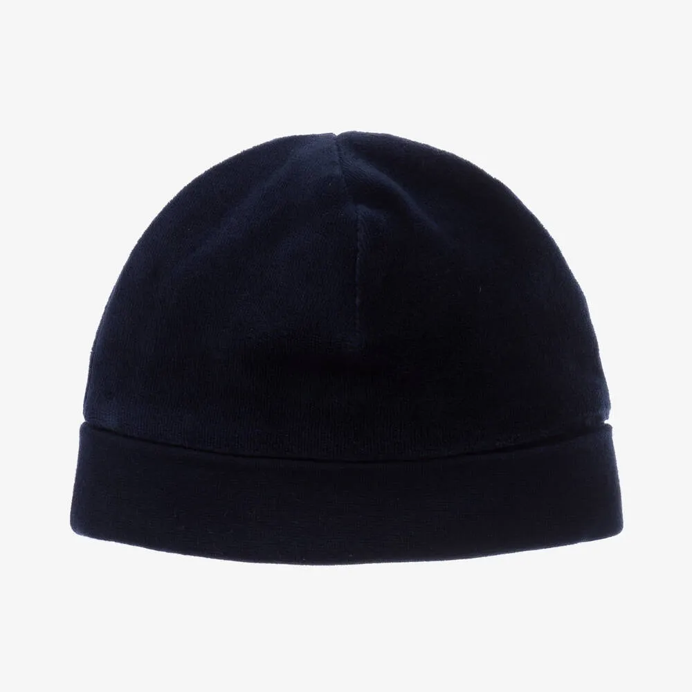 Baby Boys Navy Blue Velour Hat