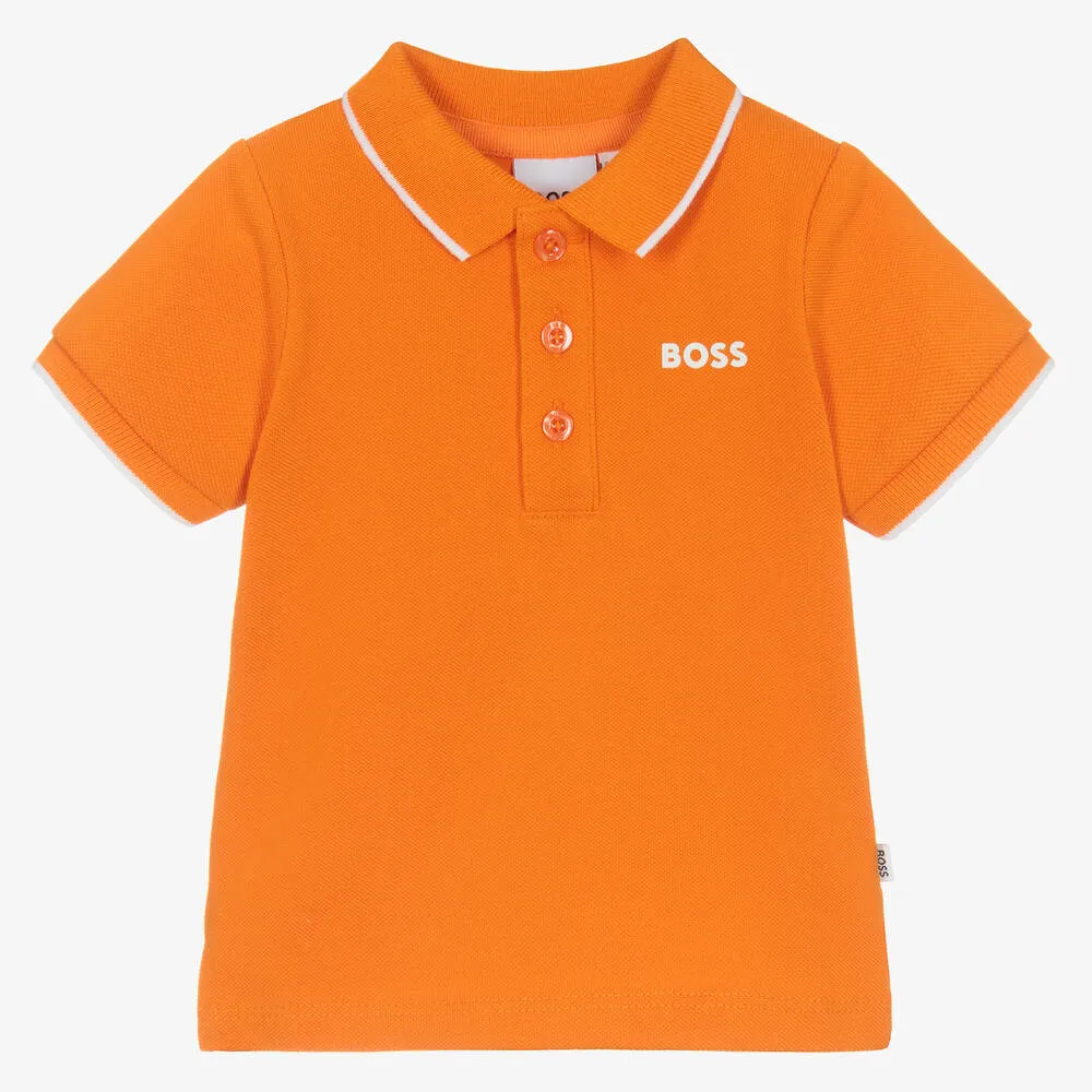 Baby Boys Orange Logo Polo Shirt