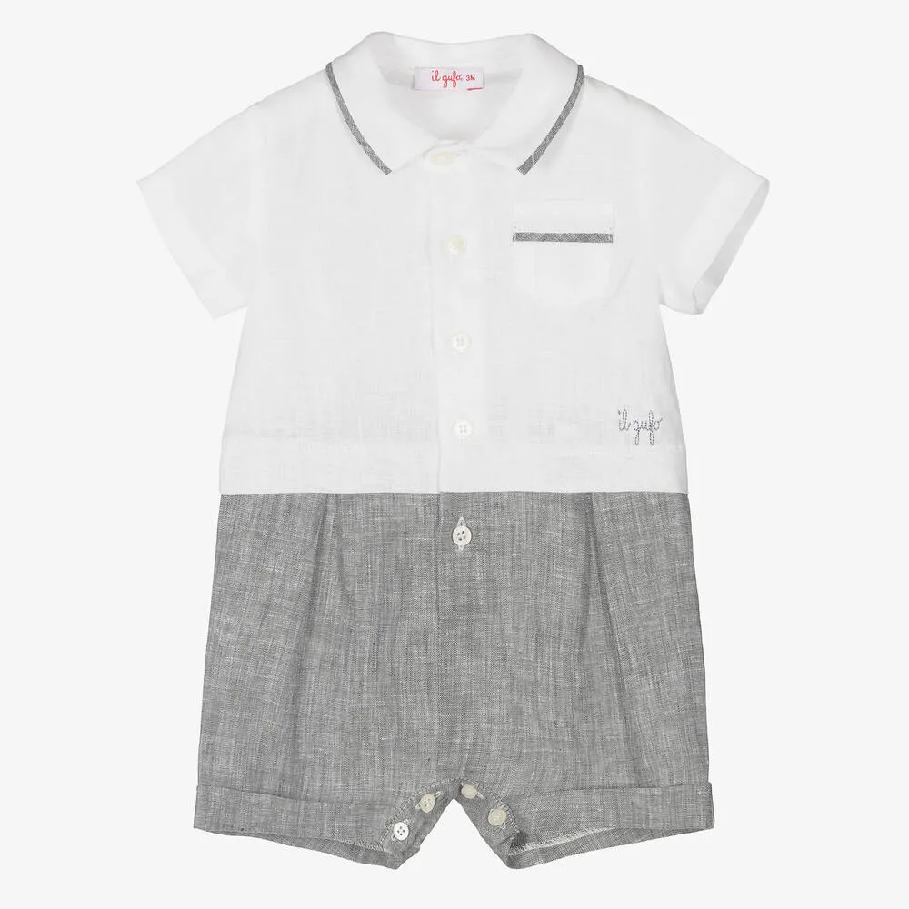 Baby Boys White & Grey Shortie