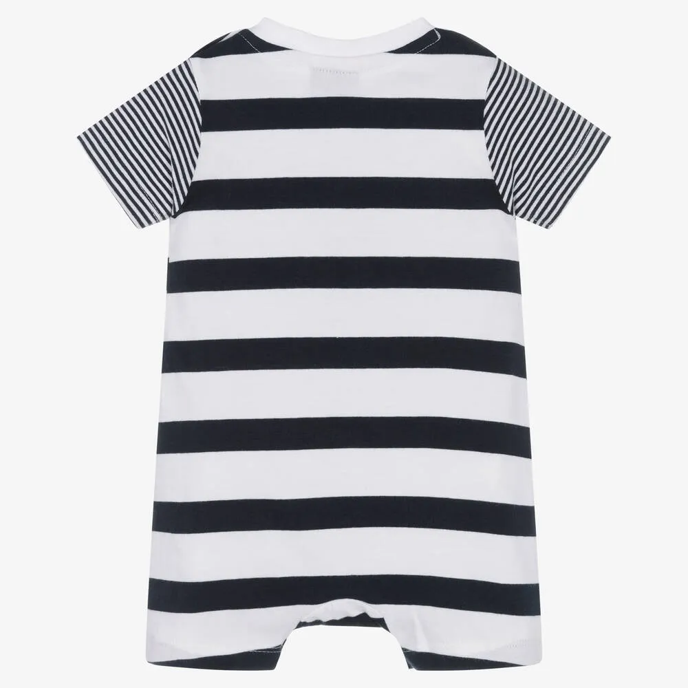 Baby Boys White Breton Stripe Cotton Shortie