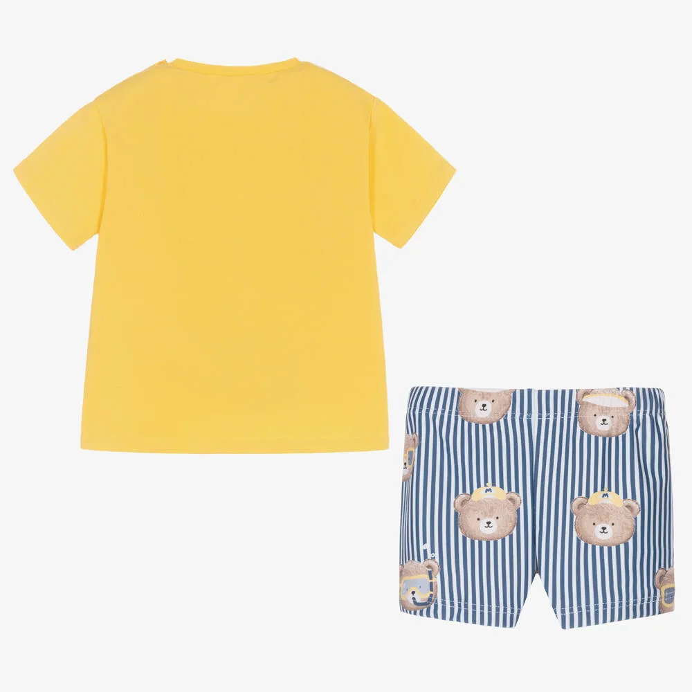 Baby Boys Yellow Bear Swim Shorts Set