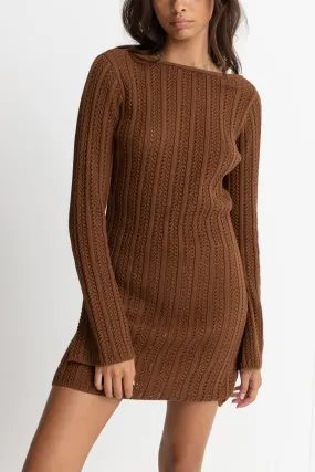 Charlize Long Sleeve Knit Dress Chocolate