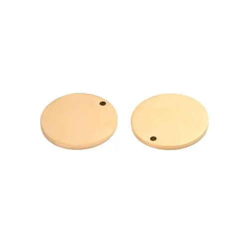 Charms, 304 Stainless Steel, Blank Stamping Tags, Flat, Round, Laser-Cut, Polished, Ion Plated, Golden, 15mm