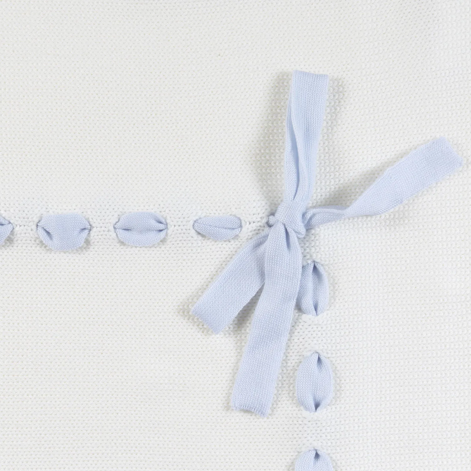 Colibri Cream Wool Blanket With Light Blue Bow For Baby Boys