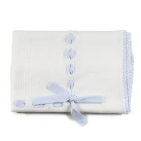 Colibri Cream Wool Blanket With Light Blue Bow For Baby Boys