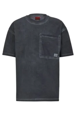 Cotton-jersey oversize-fit T-shirt with logo patch