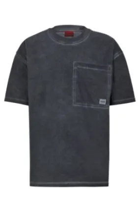 Cotton-jersey oversize-fit T-shirt with logo patch