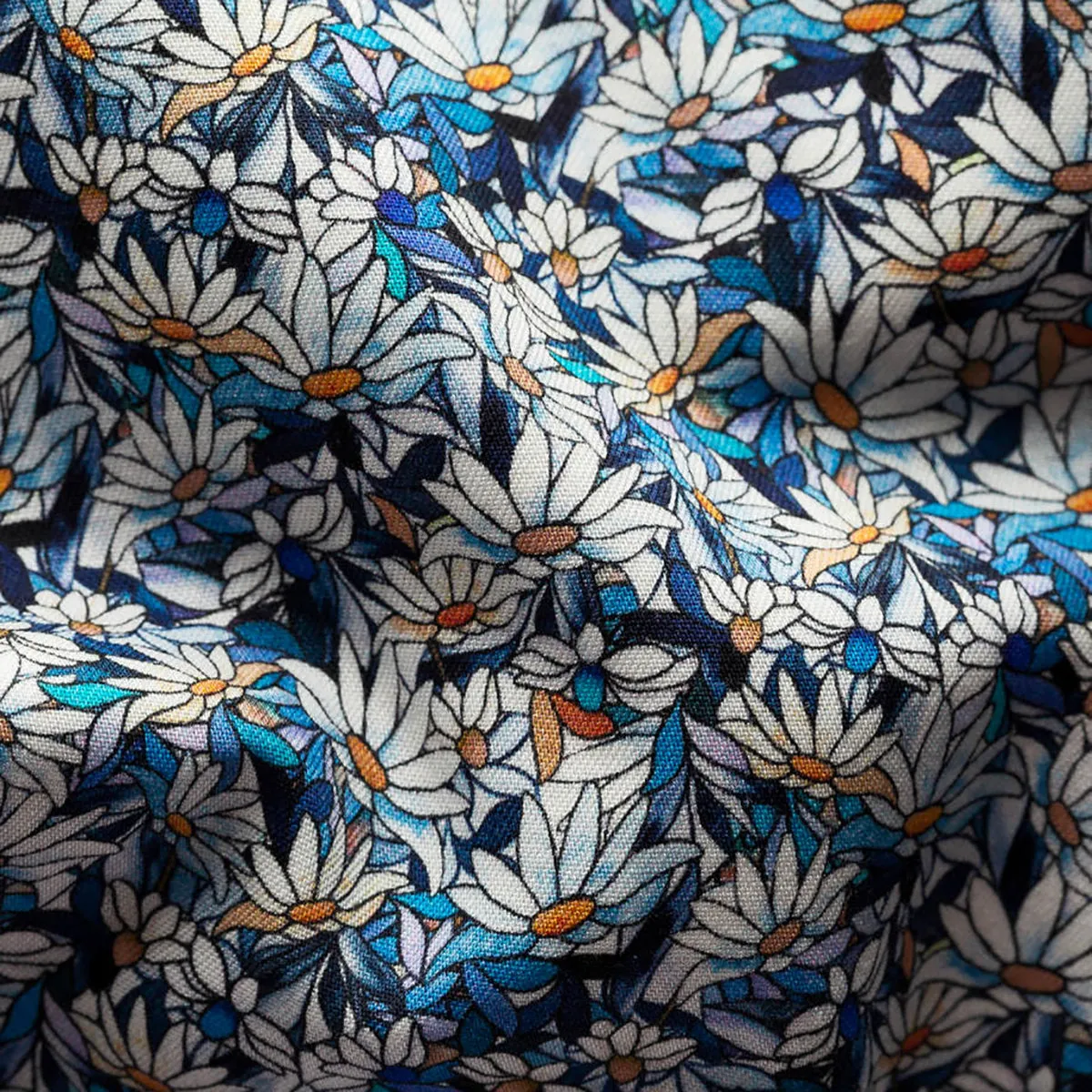 Eton - Slim Fit Stained Floral Print Shirt in Blue