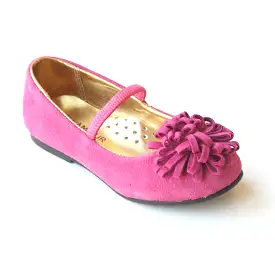 FINAL SALE - L'Amour Girls A426 Fuchsia Pom Pom Flats