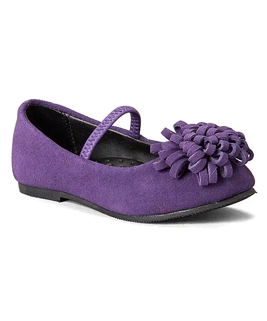 FINAL SALE - L'Amour Girls A426 Purple Pom Pom Flats