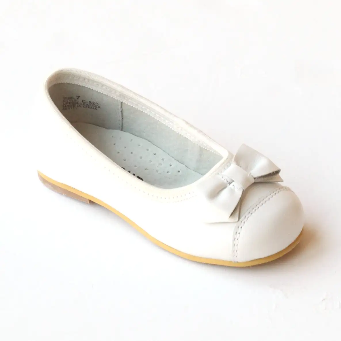 FINAL SALE - L'Amour Girls C-520 White Bow Dress Flats