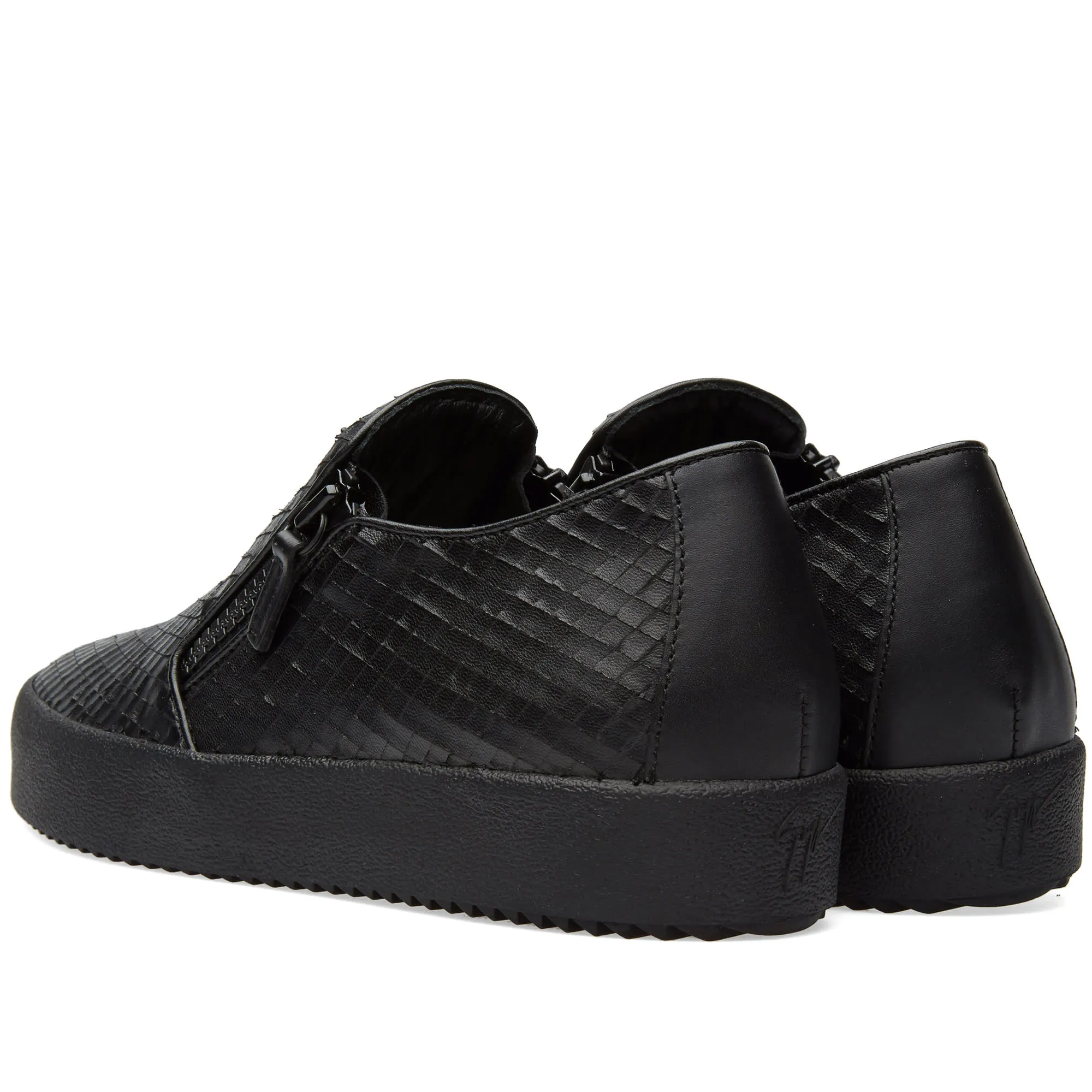 Giuseppe Zanotti Lasered Leather Slip On SneakerBlack