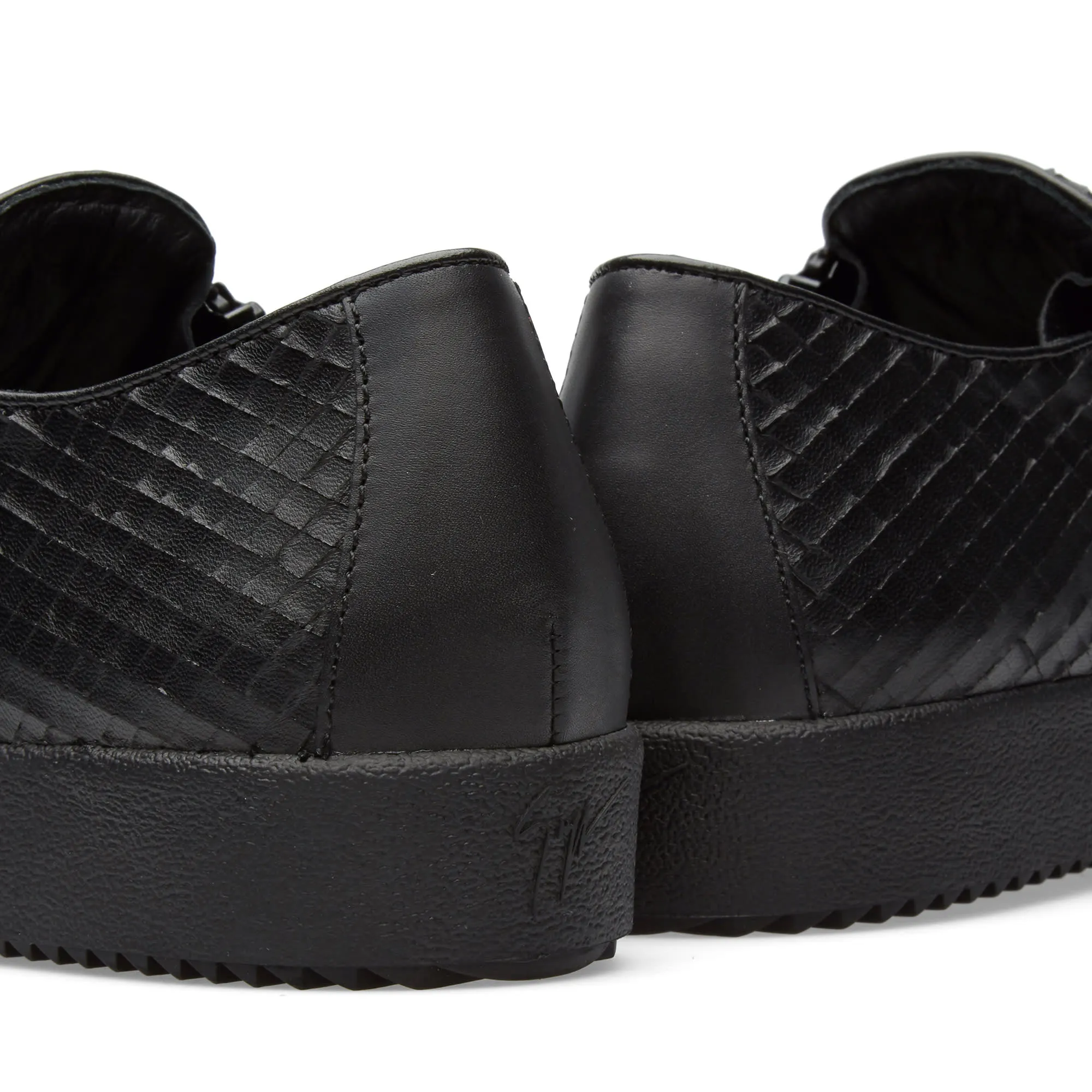 Giuseppe Zanotti Lasered Leather Slip On SneakerBlack