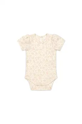 JAMIE KAY Organic Cotton Cap Sleeve Bodysuit - Rosalie Floral Mauve