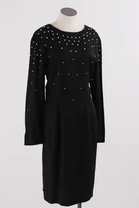 JR Nites Black Open Back Pearl Studded Dress