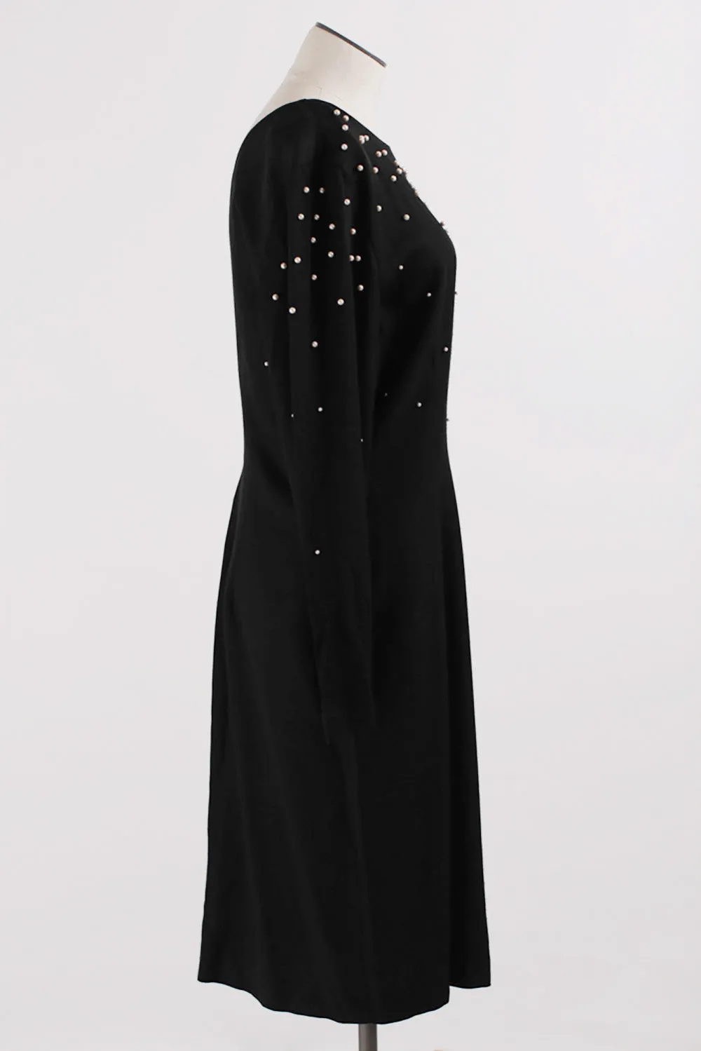 JR Nites Black Open Back Pearl Studded Dress