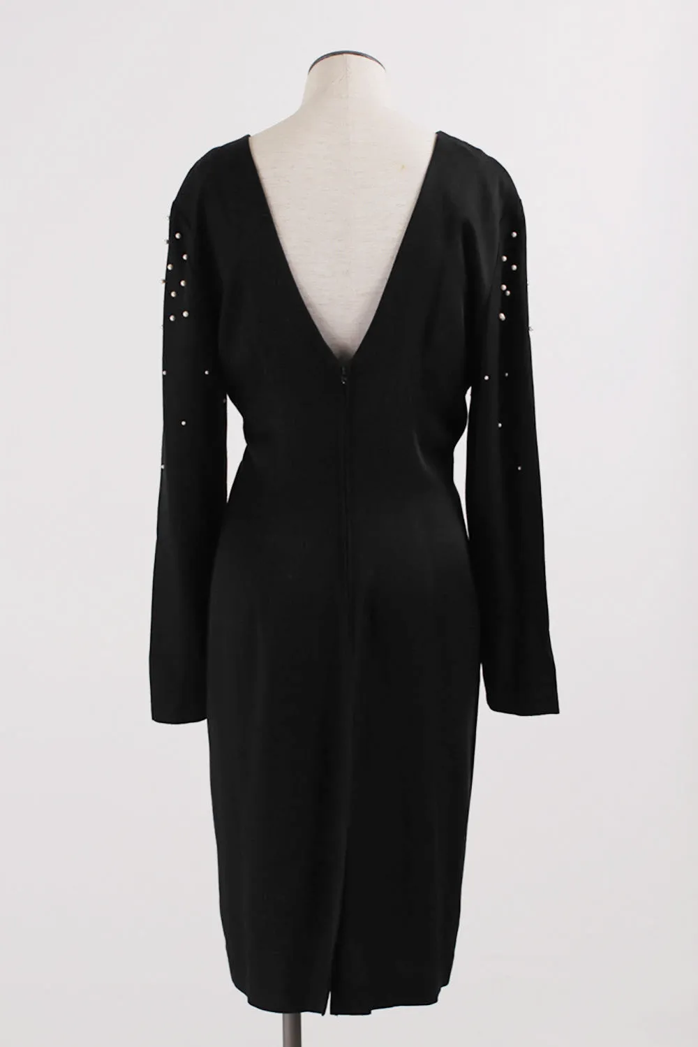 JR Nites Black Open Back Pearl Studded Dress