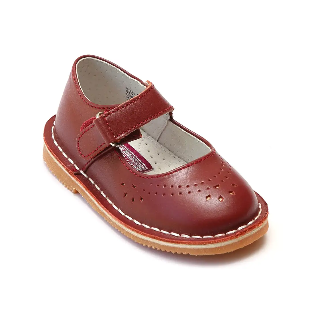 L'Amour Girls Classic 758 Red Leather Mary Janes