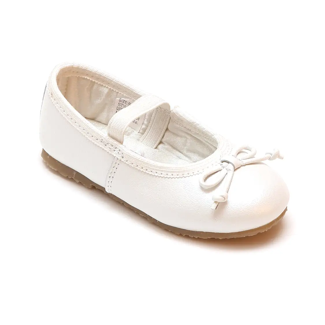 L'Amour Girls White Bow Leather Ballet Flats