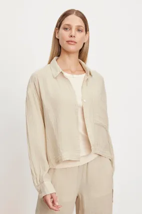 LANA COTTON GAUZE BUTTON-UP SHIRT