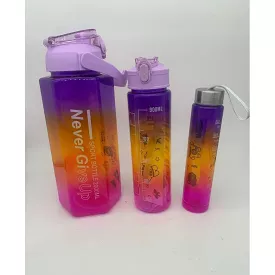 Large Capacity Motivation Water Bottle 3 Piece Set