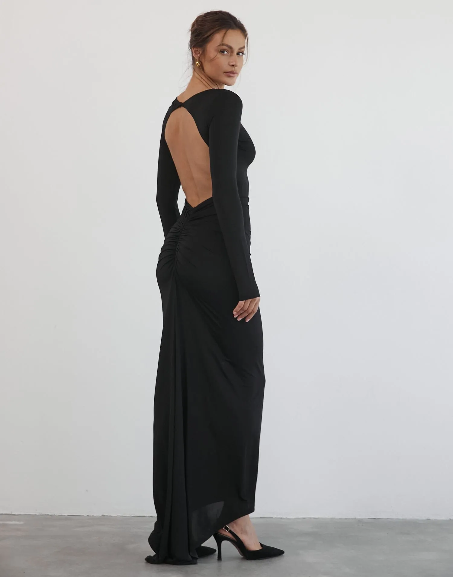 Leana Long Sleeve Maxi Dress (Black)