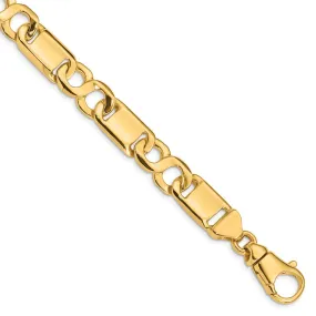 Men's 10.5mm 14K Yellow Gold Solid Fancy Link Chain Bracelet, 8.5 Inch