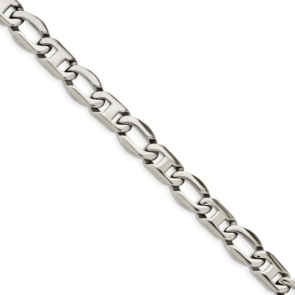 Men's 12mm Stainless Steel Fancy Anchor Chain Necklace, 24 Inch