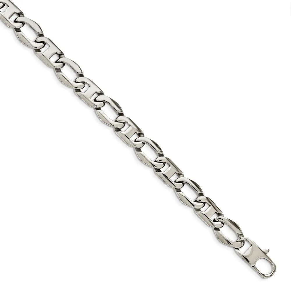 Men's 12mm Stainless Steel Fancy Anchor Chain Necklace, 24 Inch