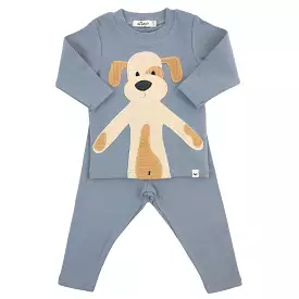 oh baby! Two Piece Set Large Puppy Natural Applique - Fog