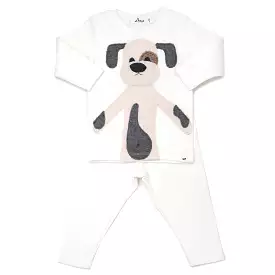 oh baby! Two Piece Set Large Vanilla Puppy Applique - Cream