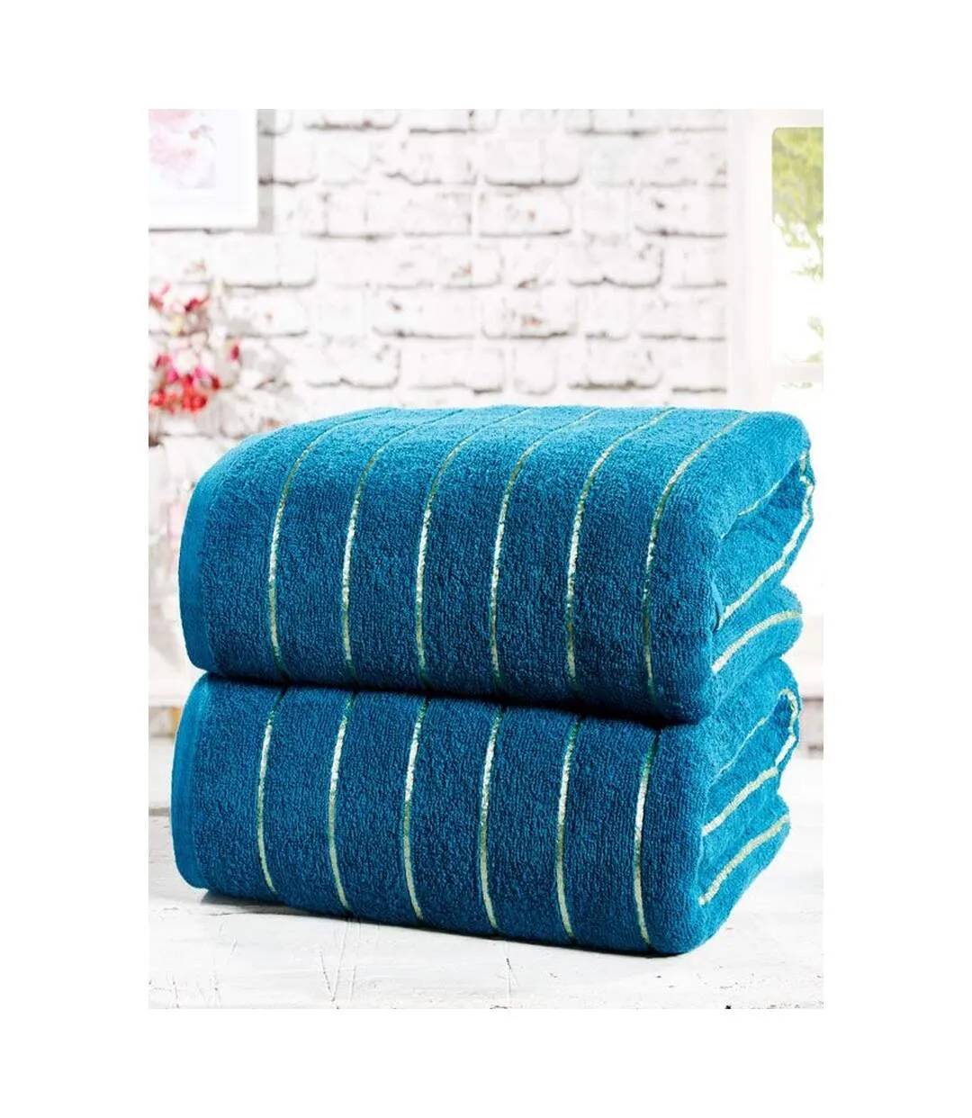 Pack of 2  Sandringham bath towel  90cm x 140cm bale teal Rapport