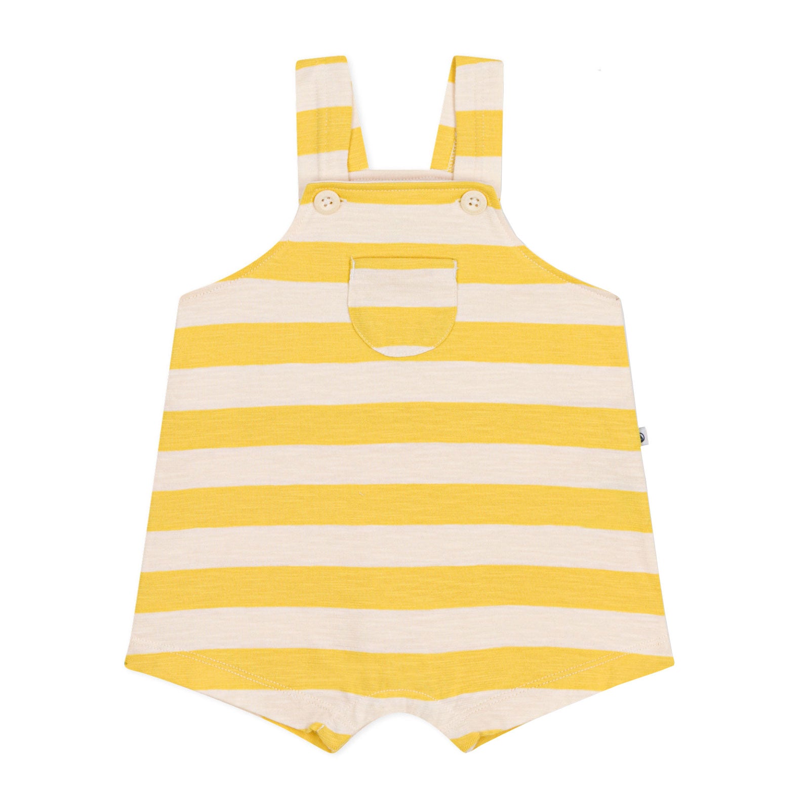 Petit Bateau Striped Short Overalls - Yellow/White