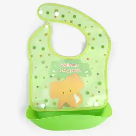 PLASTIC BIB WITH HOLDER FOR BABIES - GREEN