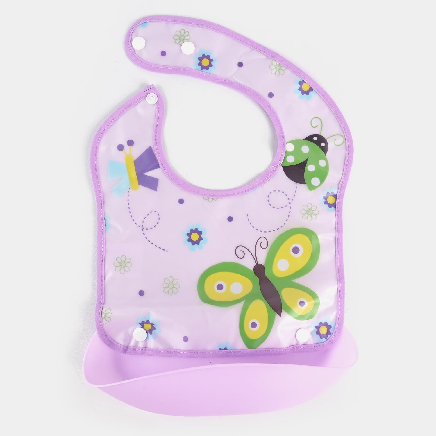 PLASTIC BIB WITH HOLDER FOR BABIES - PURPLE